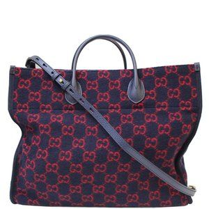 Gucci Wool Monogram GG Tote in Navy